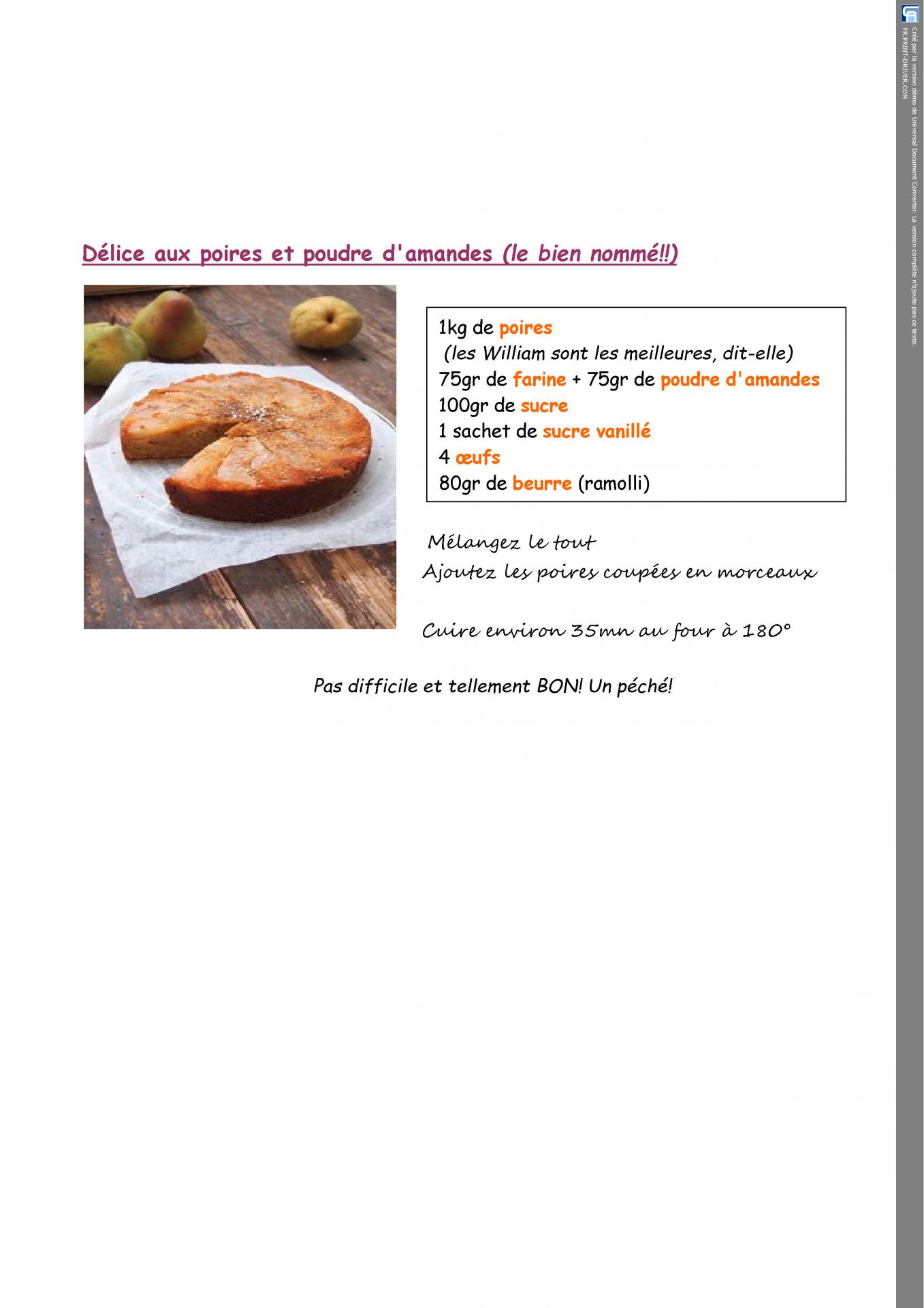 Délice aux poires